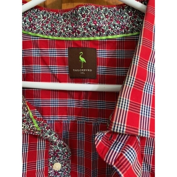 TailorByrd Collection Button Down Shirt Mens 3XL Long Sleeve Plaid Red - Picture 2 of 3